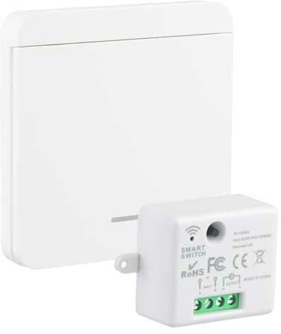 Interruttore Wireless e Ricevitori Interruttore con Telecomando Accensione Luci a Distanza Luce, Bianco, Distanza del Telecomando Fino a 50 m