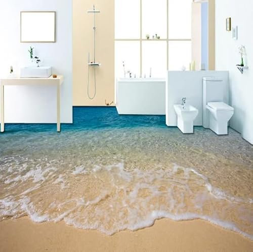 Benutzerdefinierte Bodenbelag Wandbild Tapete 3D Stereoskopische Strand Boden Aufkleber PVC Wasserdichte Selbstklebende Rutschfeste Tapete Wohnkultur,150cmX105cm