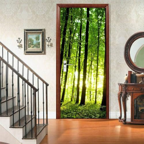 Türtapete Selbstklebend Grüner Wald 90 X 210 Cm Türtapete Selbstklebend Türposter,Fototapete Selbstklebend 3D Pvc Türaufkleber Diy Türbild,Türfolie Poster Tapete - Fotos Von Der Haustür De -9P5L+E4P2