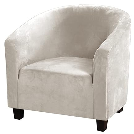 Surwin Sesselbezug Sesselschoner mit Elastisch Stretch Husse, Samt-Einteiler Sesselüberwurf Universal Chair Schonbezug Sofabezug für Clubsessel Lounge- & Cocktailsessel (Beige)