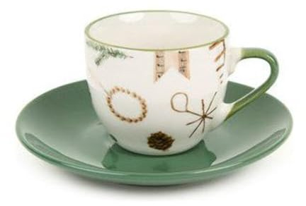 Nuvole di Stoffa Set 2 tazzine da caffè natalizie in porcellana con piattino, vintage, Ricordi 90 ml
