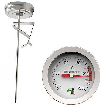LALADEFIEE Termometro Per Olio Acciaio Inossidabile Misuratore Di Temperatura Per Dolci e Fritture Strumento Da Cucina Con Clip Per Piani Di Cottura e Siringhe Probe