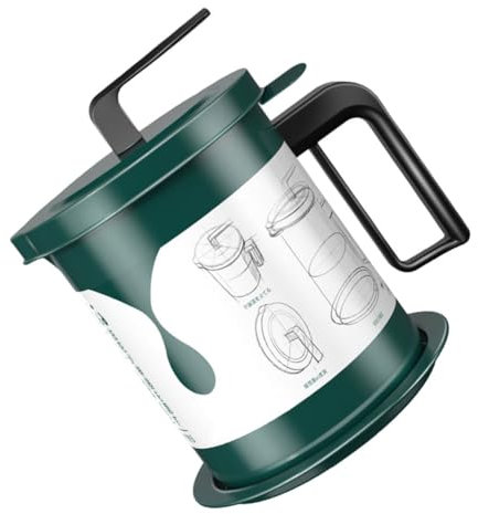 MAGICLULU Edelstahl Ölbehälter Mit Filter Für Topf Sieb Küchenbedarf Praktisch Robust Und Langlebig Leicht Zu Reinigen Griffdesign Dunkelgrün