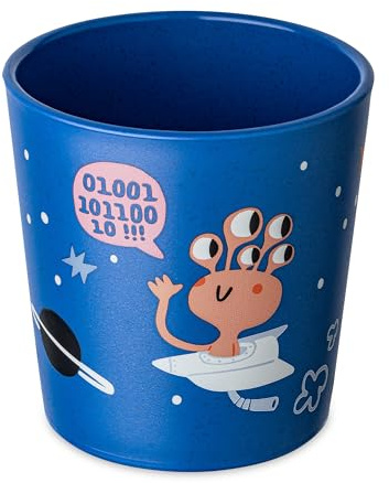 Koziol CONNECT CUP S SPACE Kindertrinkbecher 190 ml | für Kinder ab 6 Monate | biozirkulärer Kunststoff, bruchfest, stapelbar, spülmaschinengeeignet | für Zuhause und Unterwegs (organic space blue)