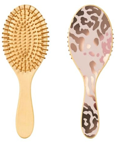 xigua Rose Gold Leopard Pattern Hair Brush,Massage Wooden Hairbrush Reducing Hair Breakage and Frizzy,No More Tangle for All Hair Types420