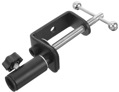 Abaodam Schwarze Tischklemme aus Eisen und Kunststoff mit Doppellagigem Anti Rutsch Design und Austauschbarer Basis für Mikrofonhalter und Zubehör Am Schreibtisch