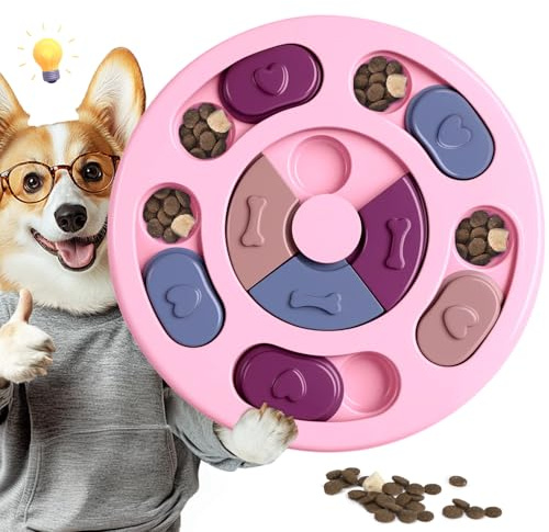 TRIGRAND Giocattolo Intelligente per Cani, Giocattoli per Cibo per Cani ad Alimentazione Lenta, Giochi Attivazione Mentale Cane Giocattoli Interattivi Puzzle per Cani,Rosa