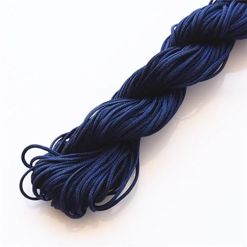 Namzi Cordoncino in raso, 1 mm, per nodi cinesi, filo di nylon, macramè, coda di topo, per perline e realizzazione di collane, bracciali e gioielli, colore: blu scuro