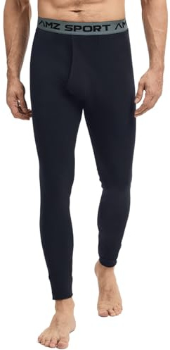 AMZSPORT Mallas Termicas Hombre Pantalones Invierno Calzoncillos Largos pour Esqui Deporte, Extra Cálido Negro L