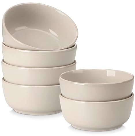 vancasso Série PLAYA - Lot de 6 Bols à Céréales en Grès de 900 ml à Design Moderne - Bol Petit-Déjeuner pour Céréales, Salade, Soupe, Ramen, Fruits ou Dessert - Glaçure Gris