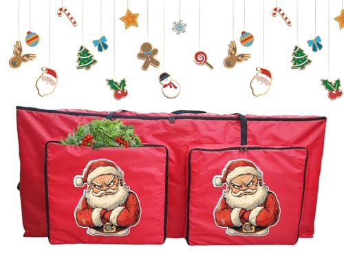Qkbuza Weihnachtsbaum-Aufbewahrung, Kranztasche mit 2 Vordertaschen, Haushalts-Organizer, für Garage, Reisen, Schlafsaal, Wäsche, Möbel, Kleiderschrank, Wohnzimmer, Camping, Girlande