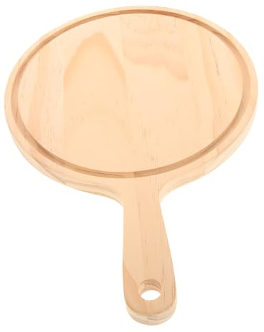 POPETPOP Planche à Pizza Bois Naturel Ronde avec Poignée Ergonomique Plateau de Service Polyvalent pour Charcuterie Fruits et Légumes Résistant et Décoratif pour Cuisine et Présentation