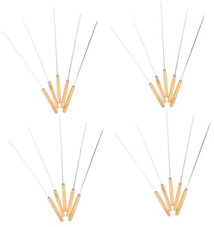 Hemobllo 20 pièces Brochettes Barbecue Inox avec Manche Bois Bâtons Grillades Durables et Ergonomiques pour Viande et Légumes Outils Bbq Sécurisés et Résistants