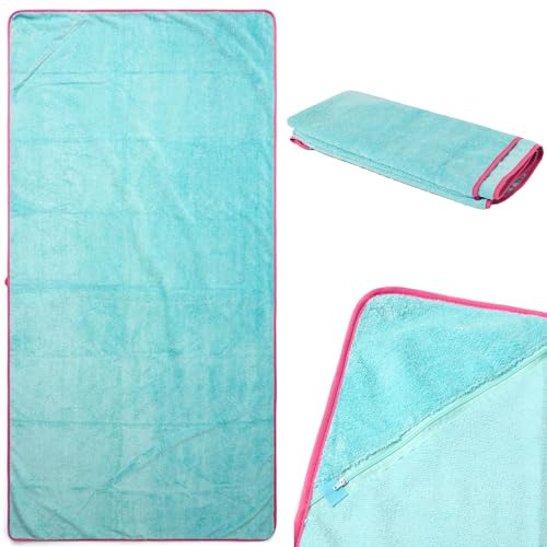 Pastaclean XXL Bade- & Strandtuch 200x100 cm - Badetuch mit Aufbewahrungstasche & Anhängeschlaufe, saugstark, schnelltrocknend, Oeko-Tex Zertifiziert (Türkis)