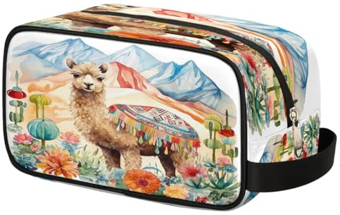 Watercolor Camel Cactus Toiletry Bag for Travel, Cosmetic Makeup Bag Waterproof Polyester Shaving Bag for Men Women Kids, Portable Organizer for Bathroom Gym Vacation