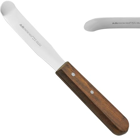 AR INSTRUMED Lab Spatula Flexible, Stainless Steel 19.5cm, Plaster Alignate Mixing Wax Instrument, Plaster Mixing Spatula with Wooden Handle