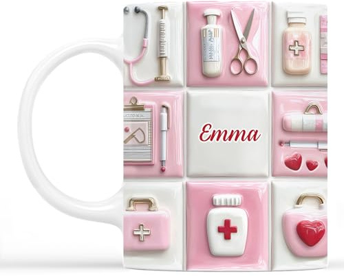 Cadeau Plus Mug Personnalisé Prénom - Devenir Docteur/Infirmière - Cadeau Infirmiere, Tasse Aide Soignante, Cadeau Aide Soignante Femme, Tasse Infirmière (Modèle #2)