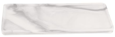 EXHUMKY Bandeja Rectangular de Cerámica Diseño de Piedra Gris 20.5x9.5 Cm para Baño y Tocador, Plato para Cosméticos y Joyas, Organizador Multifuncional para Accesorios de Baño