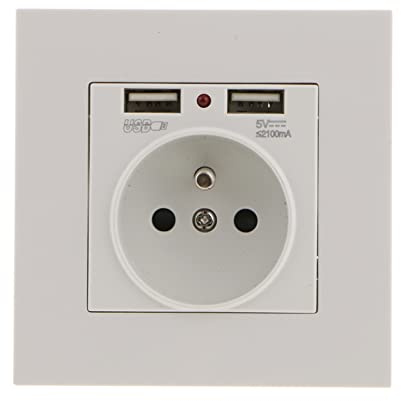 Sharplace Prise Encastrable Electrique Murale avec Double USB 5V/2100mA, avec 2 Ports Pratique et Manialble