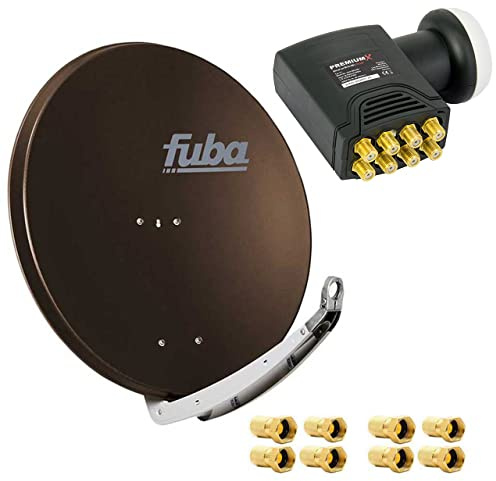Fuba DAA 850 B Satanlage Set Aluminium Satellitenschüssel in Braun HDTV 3D 4K Premium X Deluxe Octo LNB 1 Sat für 8 Teilnehmer
