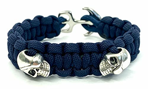 Black Cherry Pearlz Totenkopf-Armband | Anker-Verschluss | Nylon-Seil | Paracord-Seil | Piraten-Style