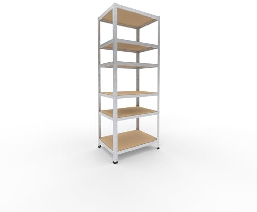 shelfplaza Home 180x70x50cm Schwerlastregal verzinkt mit 6 Böden x 145kg | Kellerregal · Lagerregal · Metallregal · Regale für Kellerraum · Steckregal · Abstellraum Regal
