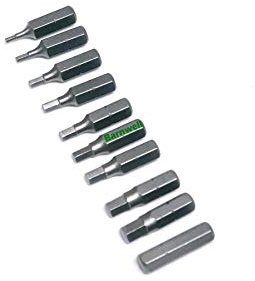 Barnwell Set of 10 Hexagon/Hex/Allen Imperial Screwdriver Bits 1/16,5/64,3/32,1/4