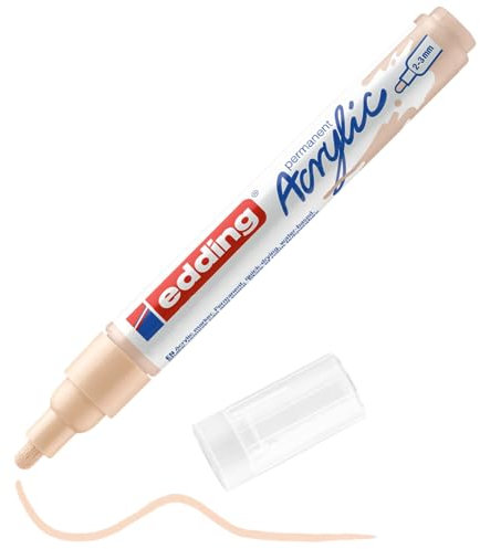edding 5100 Acrylmarker medium - beige - 1 Acrylstift wasserfest - mittlere Rundspitze 2-3 mm - Acryl Farben zum Malen auf Leinwand, Malpapier und Holz - Acrylstifte für Steine