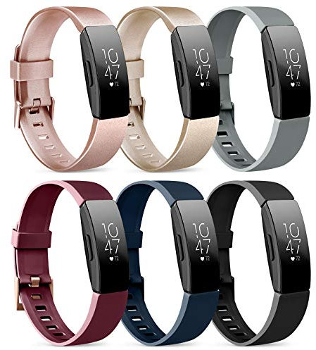 Oumida Pack 6 Compatible with Fitbit Inspire/Inspire HR/Inspire 2, Waterproof Soft Sport Strap Replacement (Pack A, S)