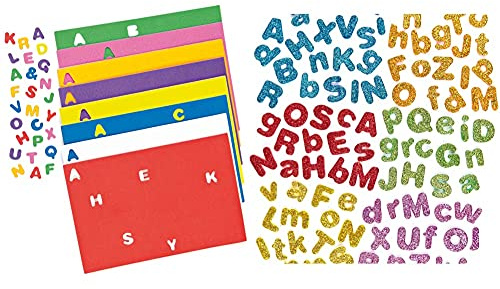 Baker Ross EC170 Großbuchstaben Moosgummi Sticker, 1.5 cm & Selbstklebende Schaumstoff-Glitzer-Buchstaben - glitzernd - zum Basteln für Kinder - ideal für Schriftzüge und als Dekoration - 850 Stück
