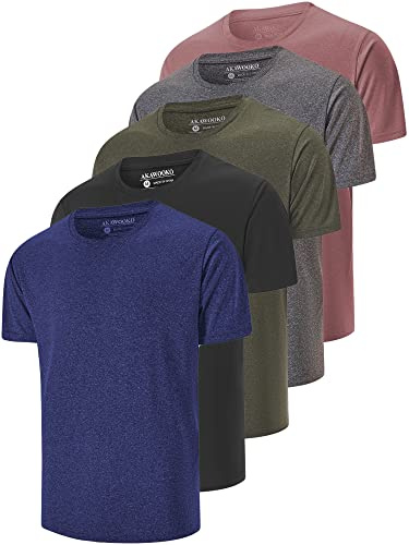5 Pack Men's Dry Fit T Shirts Athletic Running Gym Workout Short Sleeve Tee Shirts for Men (US, Alpha, XX-Large, Regular, Regular, Set 3)