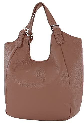 modamoda de T227 Damen Shopper Schultertasche Leder Large, handmade in Italy
