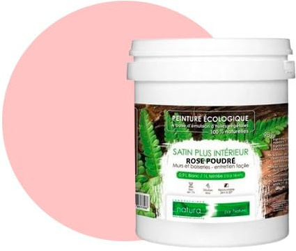 BOX DECO COULEURS Pintura de pared natural ecológica con aspecto de satén interior Natura - 1 L, color rosa