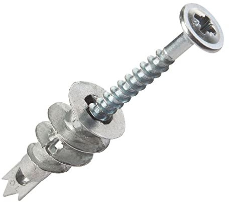 KafTon Heavy Duty Metal Self-Drill Plasterboard Fixings, Zinc Self Drilling Drywall Anchors Raw Plugs Cavity Wall Hollow Wall Anchors with 25 Pcs Plasterboard Screws for Professional and Home