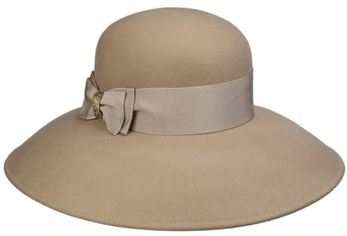 LIERYS Florence Damenhut Made in Italy Wollfilz Ripsband mit Schleife Damen Herbst/Winter beige One Size