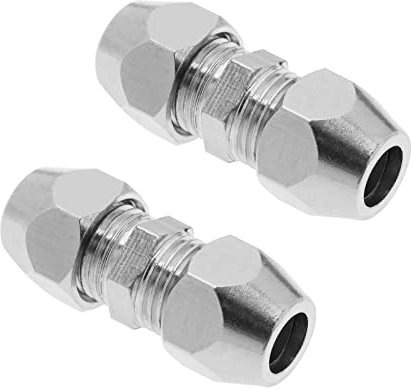 VGOL 2pcs 6mm Double Virole Raccord de Tuyau Droit Compression en Nickelé Cuivre - Adaptateur pour Climatisation et Plomberie