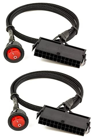 CRAKES 2 x 24 Pin Buchse ATX PSU Netzteil für PC Tester Up Jumper Cable Schalter Auf/Aus, 50 cm