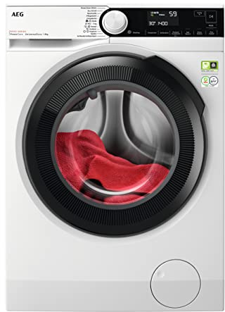 AEG Waschmaschine, 8 kg, Serie 8000 PowerCare-Faserschutz, UniversalDose Schublade für Pods, Dampf-Programm, Leise, Mengenautomatik, Nachlegefunktion, Kindersicherung, 1400 U/min, LR8E70480
