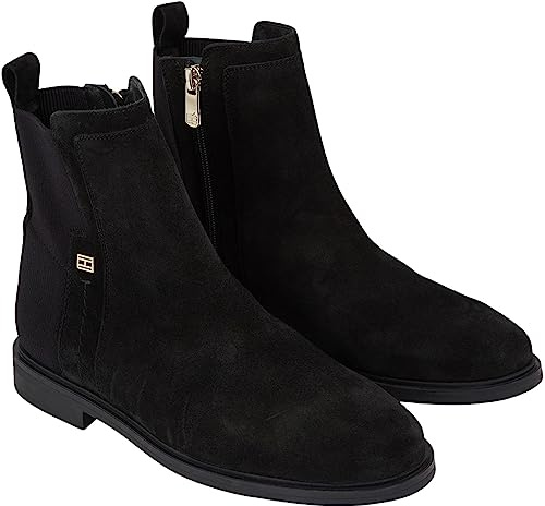 Tommy Hilfiger Mujer Botines de caña baja Essentials Ante, Negro (Black), 36 EU
