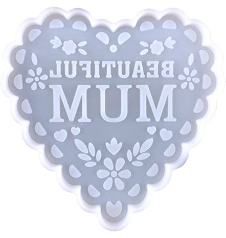 Haowul Happy Mother's Day Heart Shape Chocolate Moulds Silicone Candy Mold Fondant Tool for Cake Topper Decoration