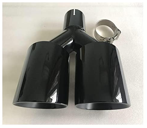 Auspuff Schalldämpfer Edelstahl Schwarz Skew Doppel Universal Autozubehör Modifikation Automobil Auspuff Schalldämpfer Auspuffblende (Farbe : 54MM IN -101MM Out)