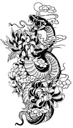 2 PCS Kräutersaft Goldene Chrysantheme Python Tattoo Aufkleber Python Chrysantheme Japanische Antike Dauerhafte Blume Arm Tattoo