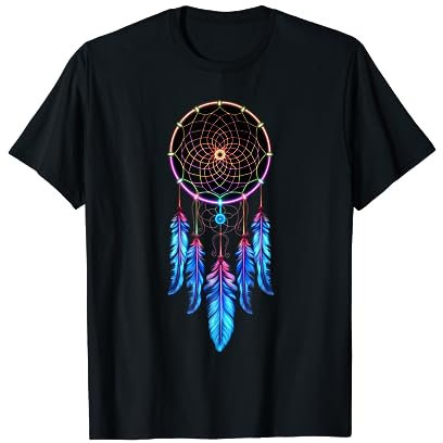 Bunter Traumfänger Feder Tribal Indianer Tattoo Dreamcatcher T-Shirt