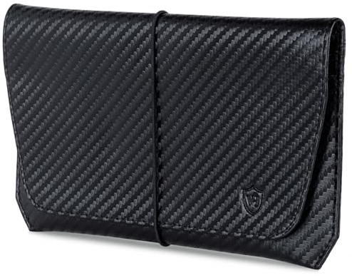 VON HEESEN Leder Reisepasshülle mit RFID-Schutz - Passport-Hülle aus echtem Leder - Reisepass-Organizer für stilbewusste Herren & Damen in Carbon Schwarz