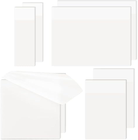 400 ark transparenta klisterlappar, genomskinliga klibbig anteckningar, återskrivbara genomskinliga klisterlappar för skola, kontor, hem (75 x 75 mm, 50 x 70 mm, 70 x 95 mm, 25 x 75 mm)