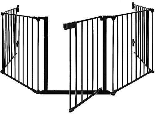 OHMG Sicherheitsgitter für Kinder, Treppe, faltbar, aus Metall, Schutzgitter aus Metall, große Version 310 cm, Kinder-Sicherheitsgitter für Kamin, 5 Paneele