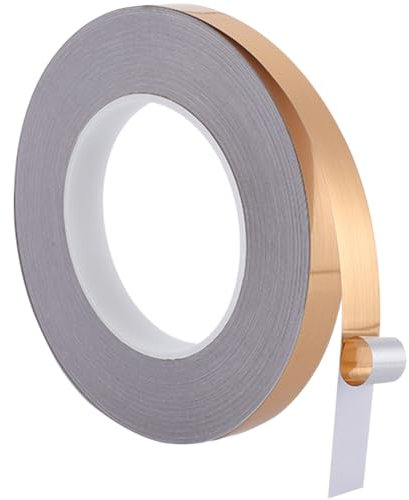 GORGECRAFT 50 m X 15 mm Ruban Adhésif Flexible pour Moulure Murale Bordure de Papier Peint Bandes de Calfeutrage Bande Autocollante Métallisée de Finition Miroir pour Armoires de Cuisine les Plafonds