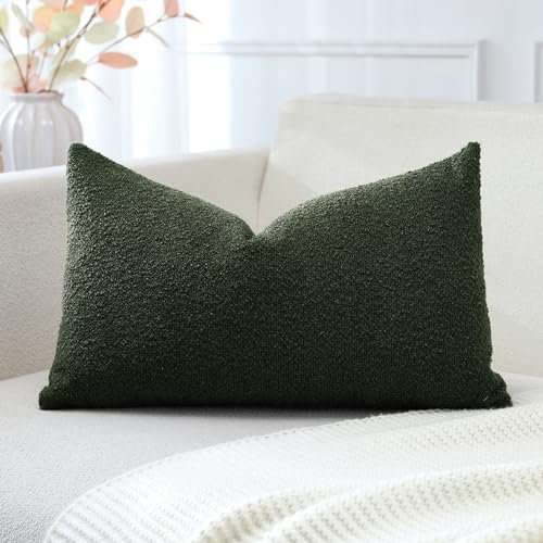 Artscope 1er Set Boucle-Kissenbezügen Wurfkissenbezug Moderne Dekokissen Kissenhülle Set Kissen Fall für Sofa Auto Schlafzimmer Zuhause Dekor 40x60cm, Waldgrün