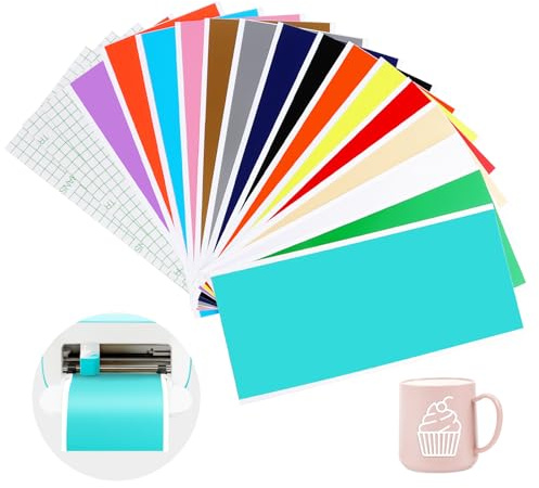 VMUTGA 15 Pezzi Vinile Permanente, 14 x 30,5cm Vinile Adesivo Permanente Pellicola per Plotter in Vinile con 3 Pellicola di Trasferimento per Decorazioni Artigianali Fai Da Te