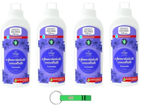4x Sweet Home Ammorbidente Concentrato Lavendel,Konzentrierter Weichspüler,40 Wäschen,1000ml+ Beni Culinari Kostenloser Schlüsselanhänger